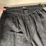 Linen Pants Womens Large Black Lagenlook Minimalist Straight Leg Cropped Stretch Photo 9