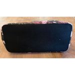 Karl Lagerfeld Paris Zip Top Tote Bag Satchel Black with Pink Flowers Photo 5