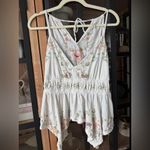 Anthropologie By  embroidered tank top blouse floral asymmetrical vneck boho Photo 9