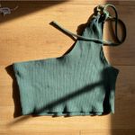 Aerie  size large one shoulder green crop top tie Photo 4