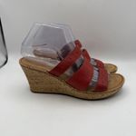 Born Women's Sandal Red Leather US Sz 8 Wedge Slip On Casual Comfort Shoes Photo 2