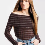 Free People brown snow bunny off the shoulder top M Photo 0