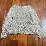 Urban Romantics Blouse Women Medium Cream Black Dotted Smock Long Sleeve Animal Photo 0