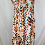 Mile Gabrielle Maxi Dress Womens 3X Bright Geometric Print‎ Ruffled Straps Orange Photo 5