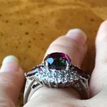 Watermelon Quartz Sterling Silver Cocktail Ring Size 6 Pink Photo 1