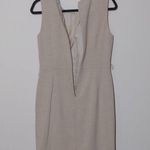 Calvin Klein Sheath Dress Beige Tan Stretch Jewel Neck Sleeveless Ruffle 6 Photo 5