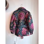 Farm Rio Black Flowerdoscopic Belted Puffer Jacket Small Photo 5