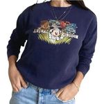 Disney Vintage Walt  World Animal Kingdom Sweatshirt Mickey Crew Neck Blue XS Photo 0