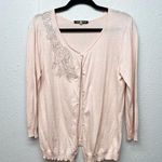 Cable & Gauge Soft Pink Beaded Womens Cardigan Sweater Medium Workwear Soft Girl Photo 0