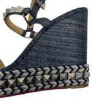 Christian Louboutin  Lame Lux Pyraclou 110 Denim Wedge Sandal Blue Size 41 Photo 8