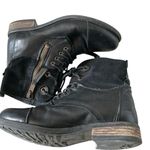 Tara M Loris size 39 black leather and suede combat boots zipper side tie front Photo 2