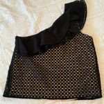 J.Crew  Size 10 Black Nude One-Shoulder Eyelet Ruffle Top Shirt Blouse Photo 6