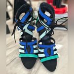 ZARA Blue, Black & Green Caged Lace Up Gladiator Heels Photo 1