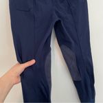 HR FARM Horse Riding Suede Breeches Navy Blue Striped Equestrian Pants Horseback Size 32 Photo 13