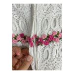 Vintage 70s White Lace Empire Waist Flower Dress Maxi Wedding Prairie Boho XS Photo 4