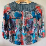 Soft Surroundings  Abstract Print Blouse Art to Wear Long Sleeve‎ Top Size Large Photo 3