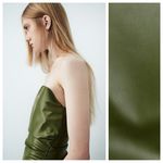 ZARA Olive Green Vegan Leather Bustier Bodysuit with Straight Neck Size Medium Photo 3