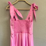 Show Me Your Mumu  Garden Pink Midi Dress in Pink Luxe Satin Size Medium Photo 1