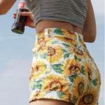 Bullhead Denim Co High-Waisted Sunflower Print Denim Shorts Photo 0