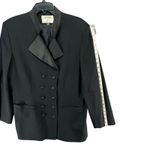 Kasper Vintage Tuxedo Jacket 16 Black Wool Satin Double Breasted Power Blazer Size 10 Photo 9