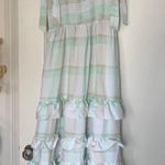 Green & White Sleeveless Gingham Plaid Tiered Ruffle Size Large NWT Photo 7