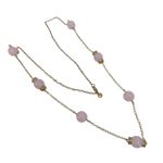 J.Crew  Statement Necklace Long Layering Goldtone Pale Pink Stone Stations Photo 2