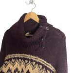 Free People  Brown Fair Isle Split Turtleneck Wool Knit Winter Sweater M Photo 4