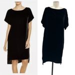 Eileen Fisher  Bateau Neck Short Sleeve Velvet High‎ Low Shift Dress Size Small Photo 1