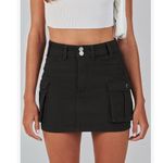 NEW Cargo Skirt Button Pocket Y2k Trendy Denim Mini Skirt L Black Size L Photo 4