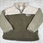 Thread and Supply Elm Pullover, Olive and Cream Fleece, Size Large Green Photo 1