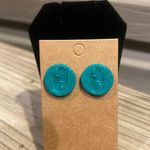 Handmade Teal Sparkle Lightning Bolt Earrings Blue Photo 1