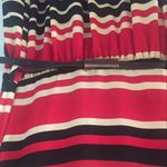 Black / white / red striped and belted dress Photo 1