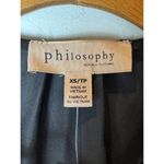 Philosophy  Shirt Women XS Black Satin Balloon Sleeve Ruffle‎ Tie Neck Blouse NWT Photo 6