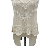 Free People  Pale Pink Beaded Sheer Tank Top Size‎ XS Photo 4
