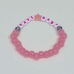Kandi Swiftie glow in the dark festival concert bracelet RAVE BABY, OOAK Pink Photo 0