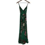 Lulus Still The One Emerald Green Floral Print Satin Maxi Dress Size S Photo 12