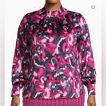 Nine West  DRESS BLOUSE  HIGH NECK LONG SLEEVES PLUZ SIZE XXL Pink Floral Photo 1