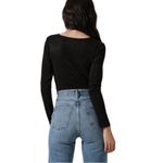 ASTR  REESE METALLIC TWIST FRONT BODYSUIT IN BLACK NWT L Photo 1