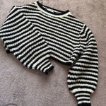 Grey Bandit  Cropped Stripped Sweater Photo 0
