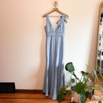 Mac Duggal Blue Sleeveless V Neck Bow Detail Mermaid Gown Size 2 Photo 7