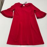 Sharagano Dress Womens Small Red Bell Sleeve Flounce Keyhole Back Tie Mini Photo 1