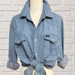 Wrangler  Western Denim Button Snap Shirt Chic Boho Ralph Lauren Vibes L Photo 0