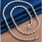 Elegant 925 Sterling Silver Rope Chain Necklace & Bracelet Set.New w/ gift box Photo 1