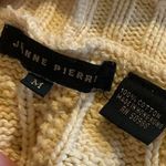 Jeanne pierre Butter Yellow Cable Knit Chunky 100% Cotton Shawl Collar Sweater Medium Photo 2