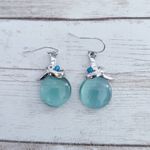 Vintage Light Blue/Turquoise Tone Dangle Earrings For Pierced Ears Blue Photo 1