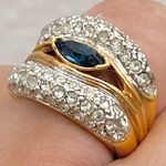 Vintage Blue Sapphire Rhinestone Gold Photo 3