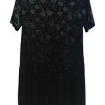 Audrey 3+1 Velvet Black Rose Embossed Swing Boho Chic Mini Dress Small Photo 0