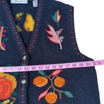 Karen Scott VTG  Navy Blue Embroidered Fall Fruit Vest Women's Size Medium Photo 2