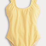 Draper James NWT  Yellow White Stripe Seersucker Ruffle One Piece Swimsuit Size M Photo 0