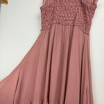 Free People Adella Crochet Trim Mini Dress Sz XS Mauve Dusty Rose Pink Ruffle Photo 13